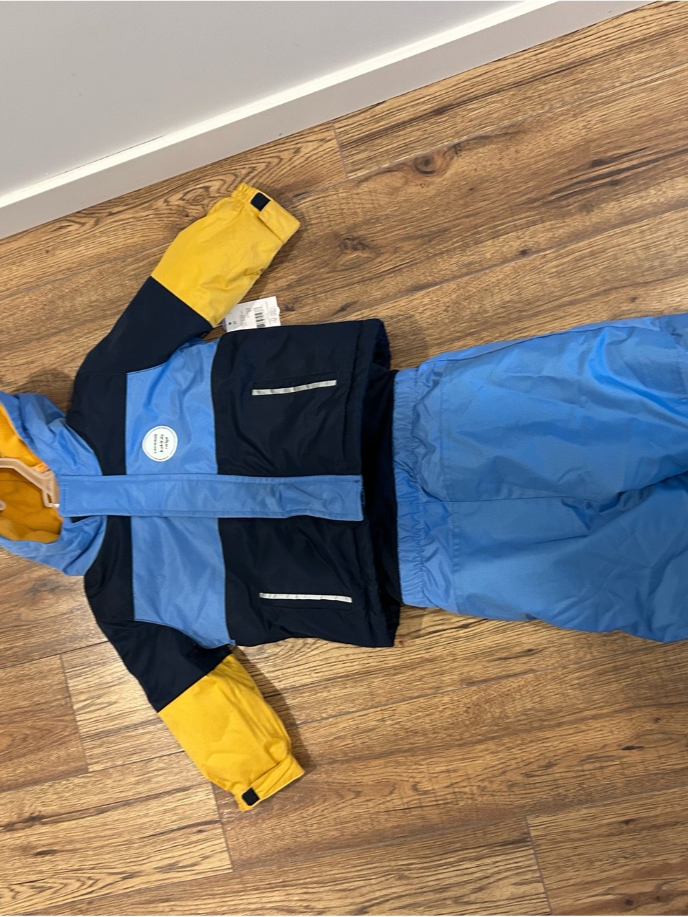 George Kids Colorblock Puffer Jacket in Blue, Navy & Yellow